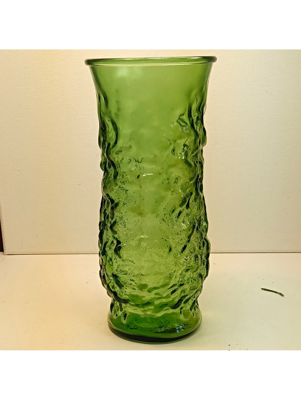 Unmarked Green Textured Glass Vase